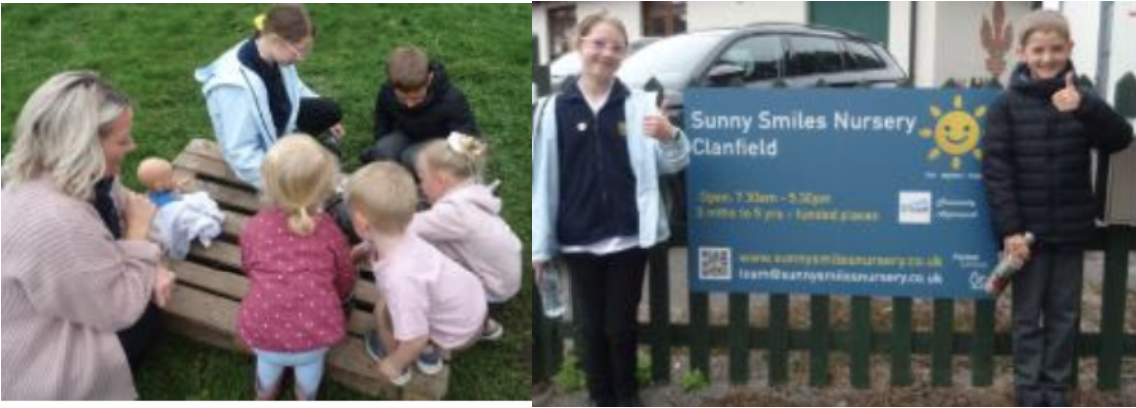 Children helping toddlers