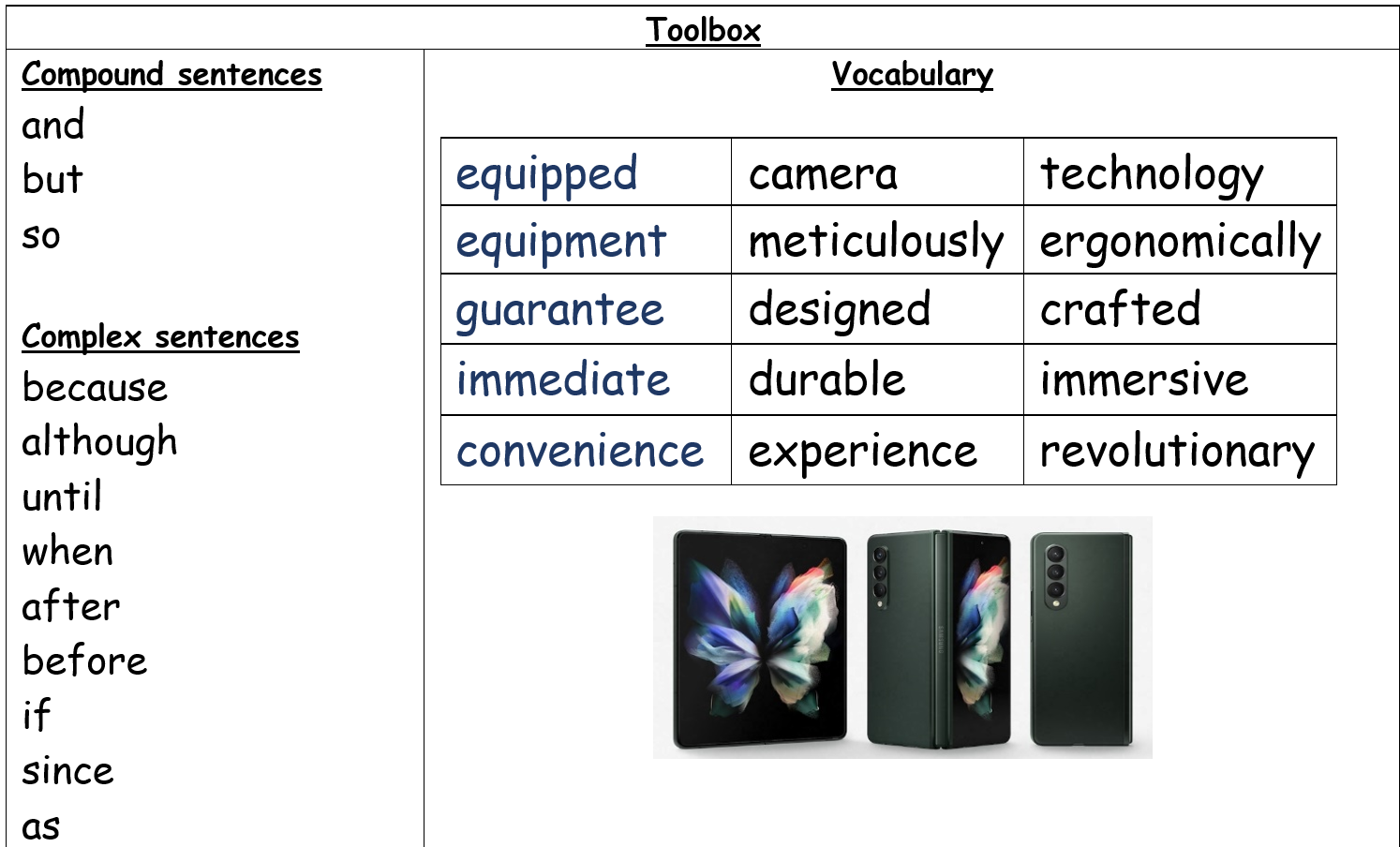 Example of a toolkit for writing