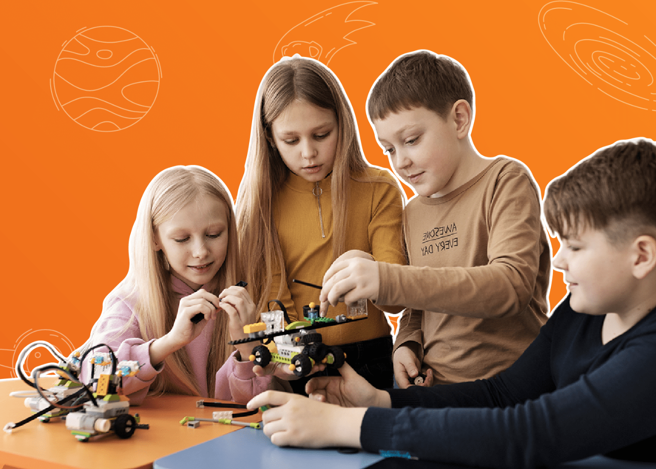 Children making a design kit