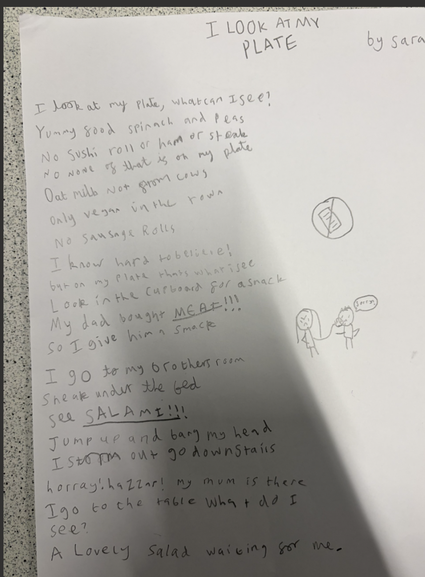 Poem called 'I look at my plate'