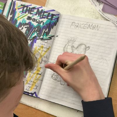 Children working on their reading scrapbook