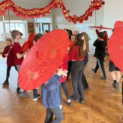 Children performing a dance