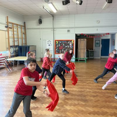Children performing a dance