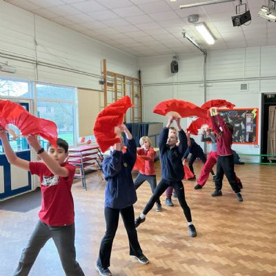 Children performing a dance