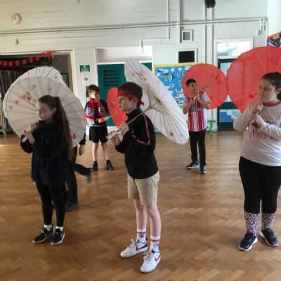 Children performing a dance