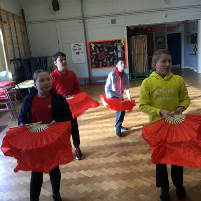 Children performing a dance