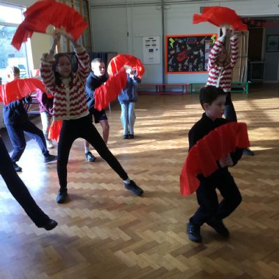 Children performing a dance