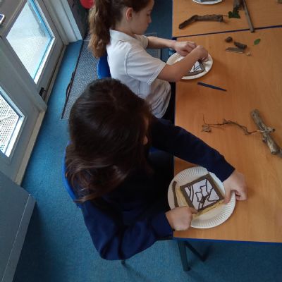 Children working with clay