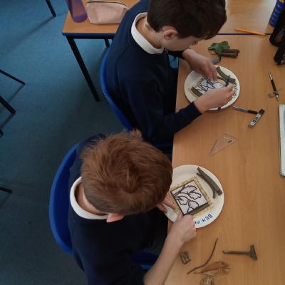 Children working with clay