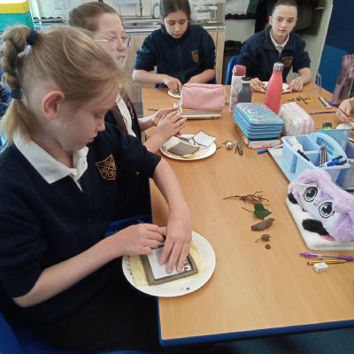 Children working with clay