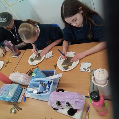 Children working with clay