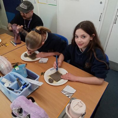Children working with clay